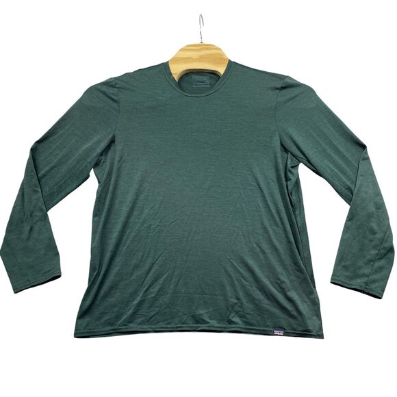 Patagonia XL Capilene Base Layer Green Long Sleeve Polyester Womens Top - Picture 1 of 5